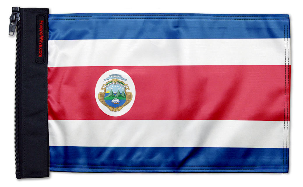 Costa Rica 12"x18" Forever Wave Flag for Golf Carts