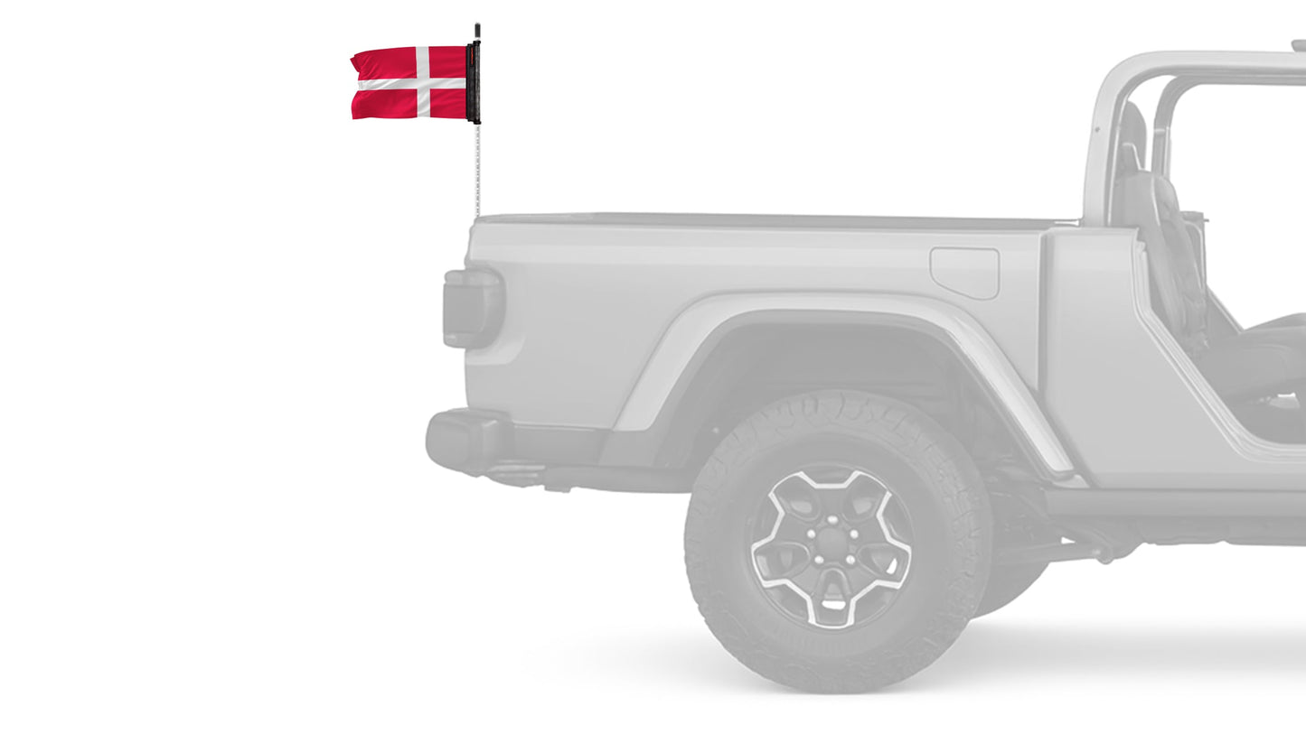 Denmark 12"x18" Forever Wave Flag for Jeep Wrangler CJ-7 and CJ-8 1976-1986