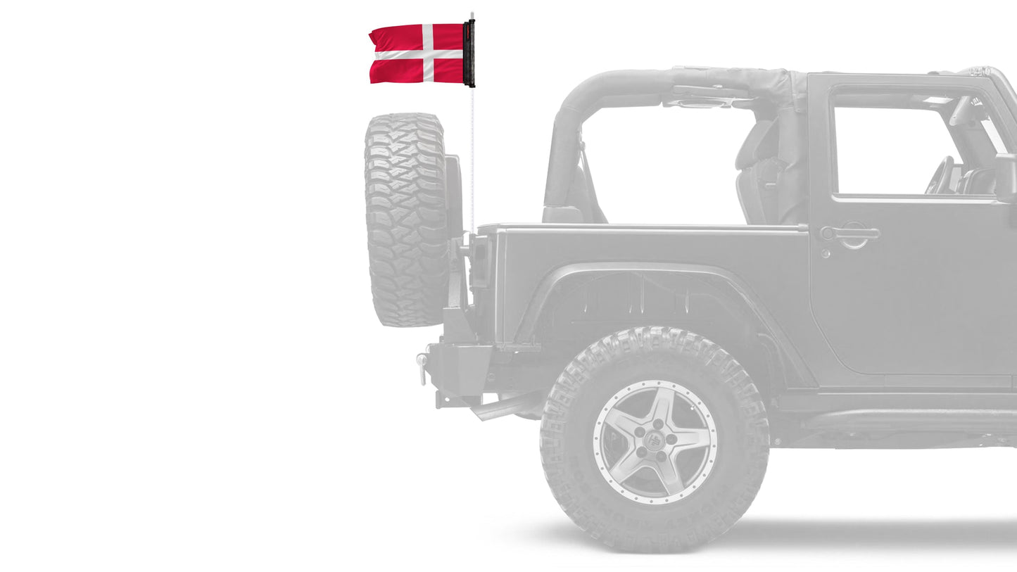 Denmark 12"x18" Forever Wave Flag for Jeep Wrangler JK 2-Door 2007-2018