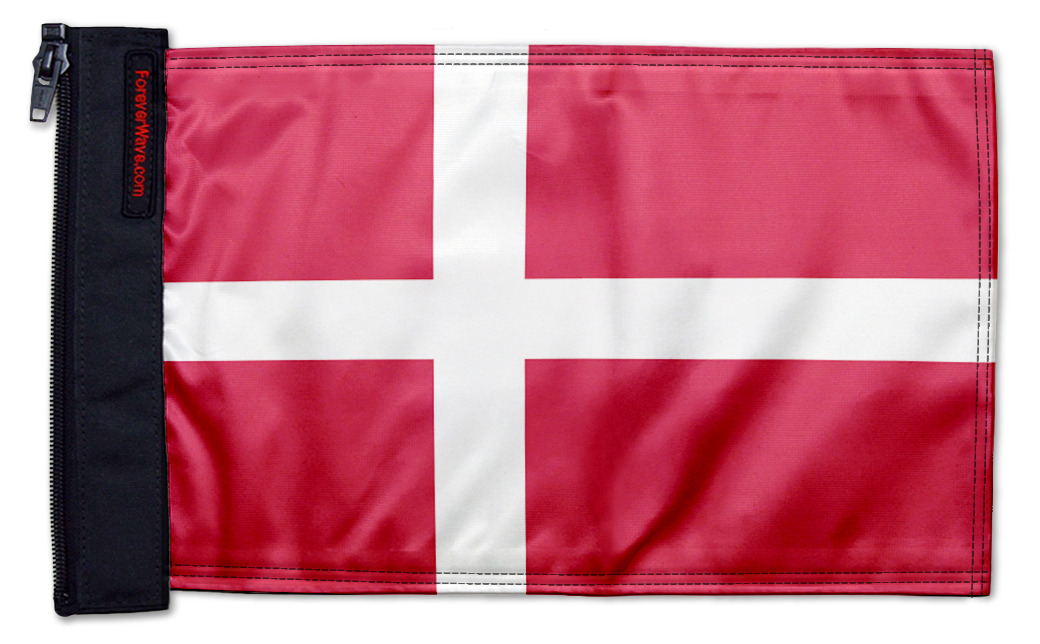 Denmark 12"x18" Forever Wave Flag for Jeep Wrangler JLU 4-Door 2018-Present