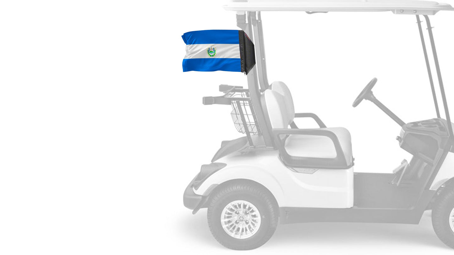 El Salvador 12"x18" Forever Wave Flag for Golf Carts