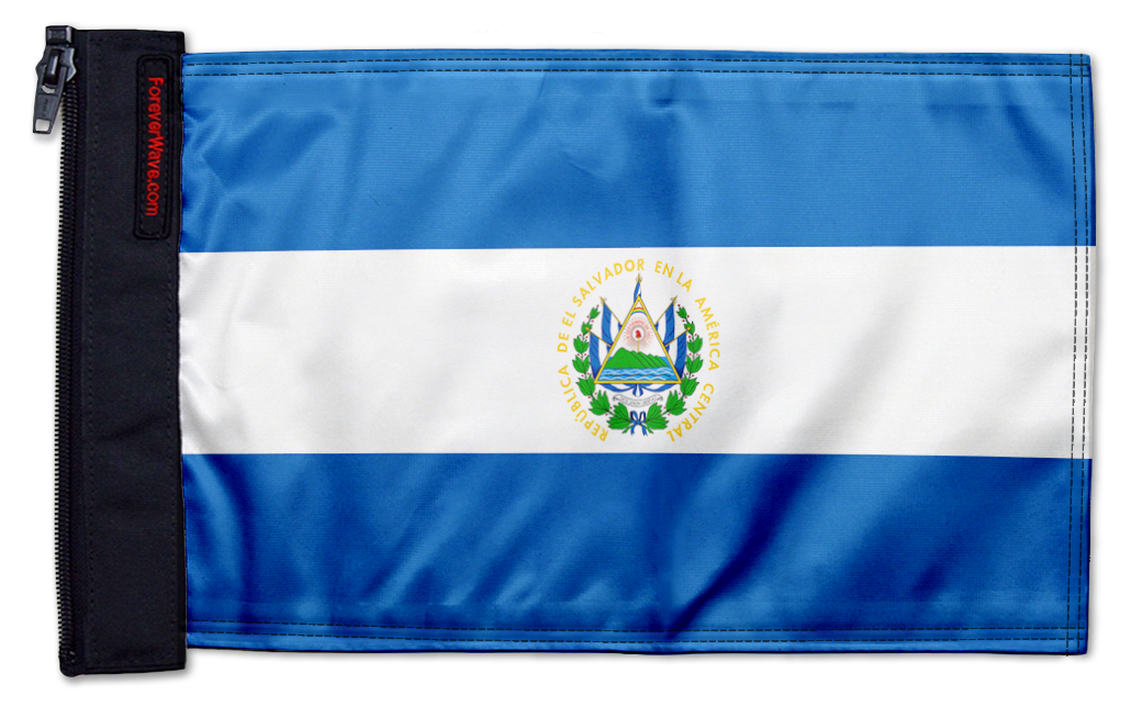 El Salvador 12"x18" Forever Wave Flag for Jeep Wrangler JLU 4-Door 2018-Present