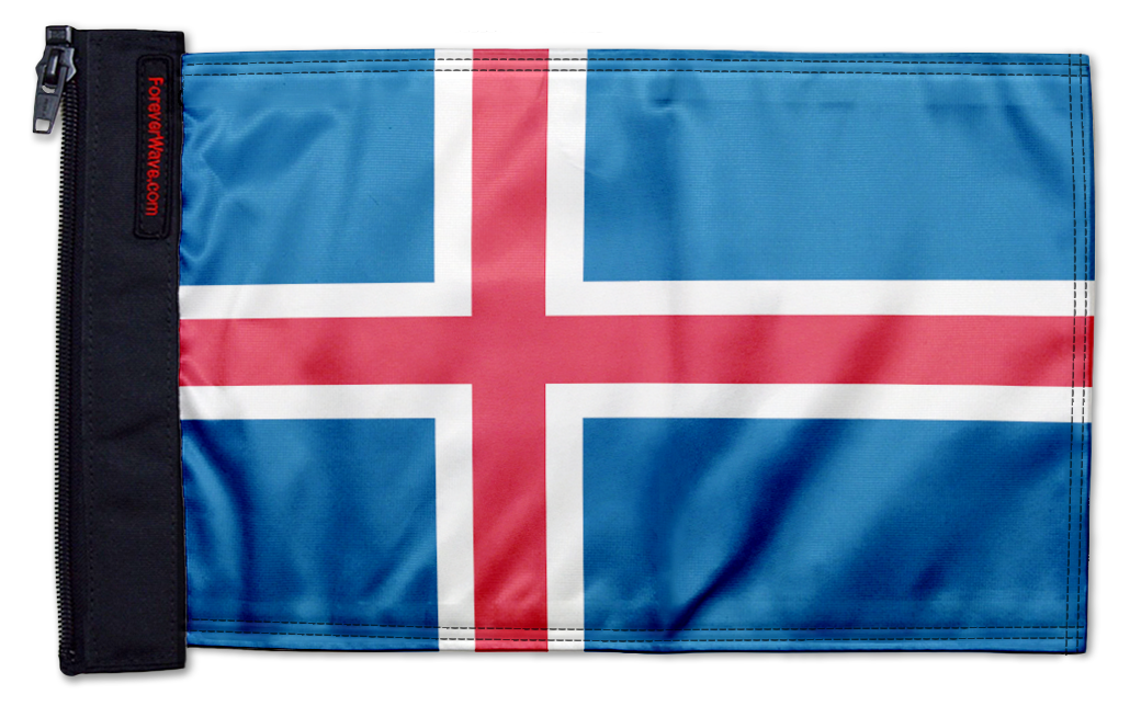Iceland 12"x18" Forever Wave Flag for Jeep Wrangler JKU 4-Door 2007-2018