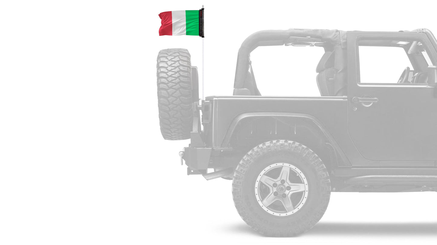 Italy 12"x18" Forever Wave Flag for Jeep Wrangler YJ 1986-1995