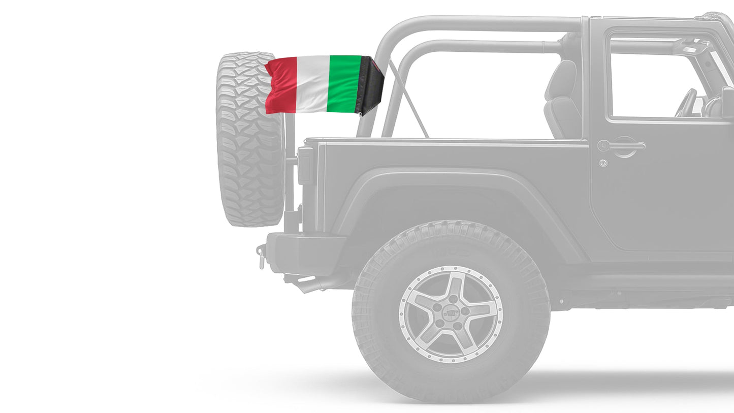 Italy 12"x18" Forever Wave Flag for Jeep Wrangler JKU 4-Door 2007-2018