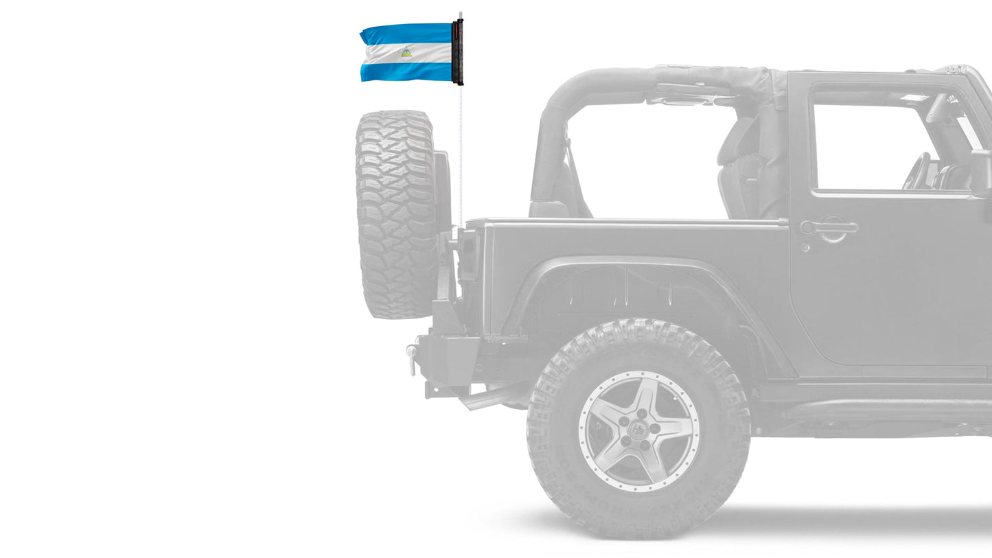 Nicaragua 12"x18" Forever Wave Flag for Jeep Wrangler CJ-7 and CJ-8 1976-1986