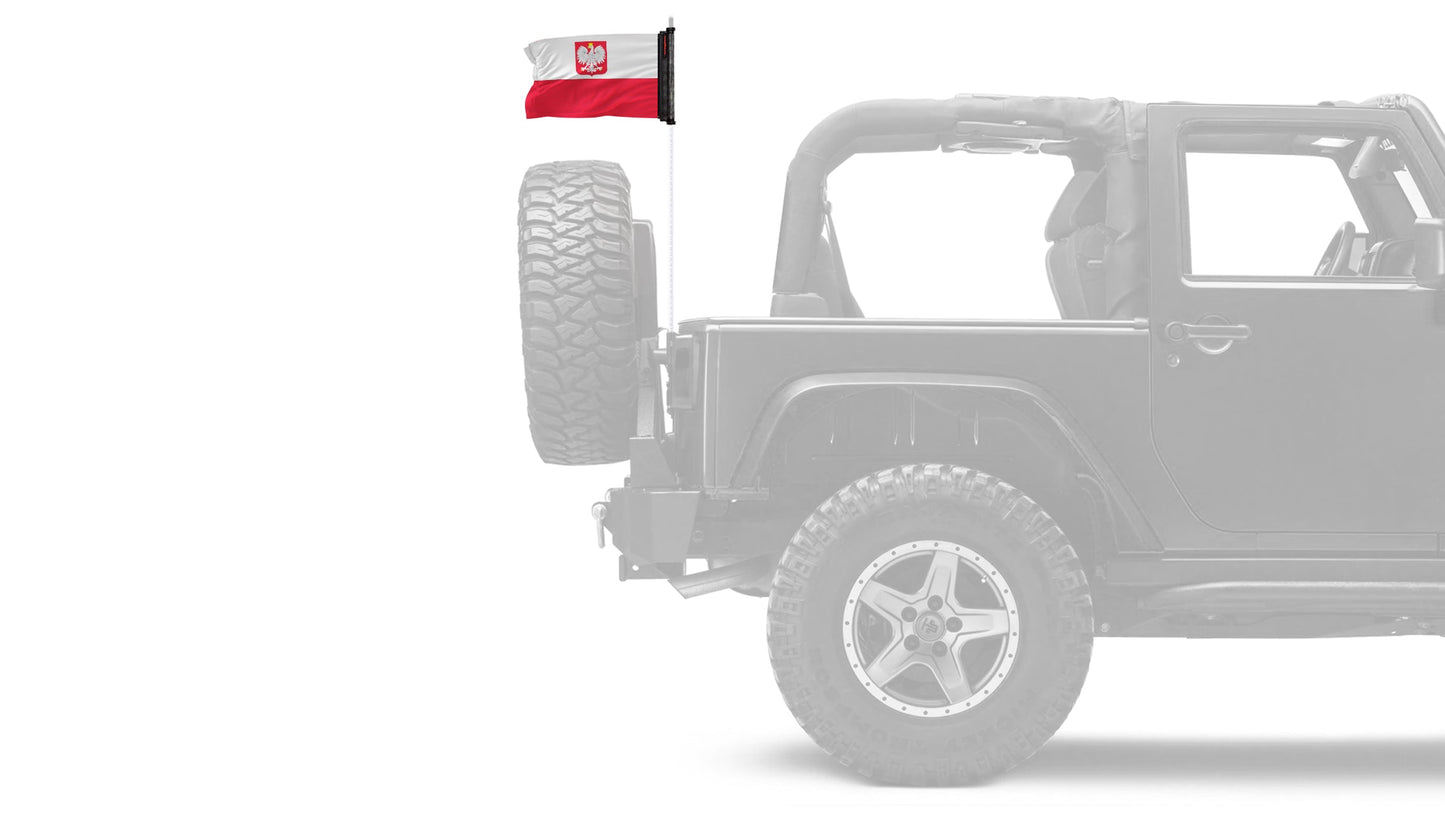 Poland 12"x18" Forever Wave Flag for Jeep Wrangler TJ 1996-2006