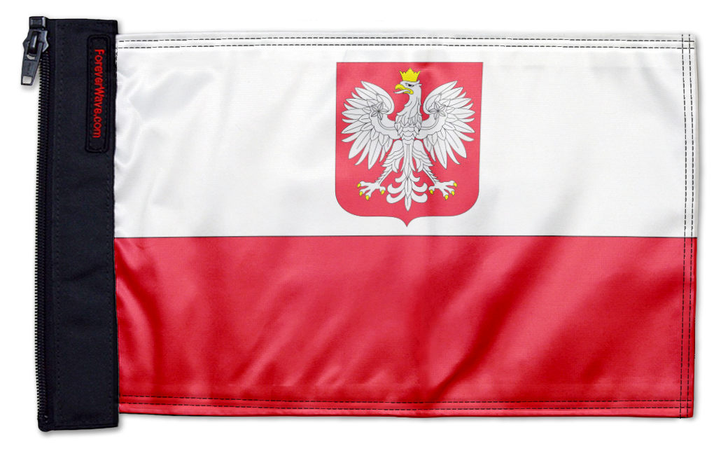 Poland 12"x18" Forever Wave Flag for Jeep Wrangler CJ-7 and CJ-8 1976-1986