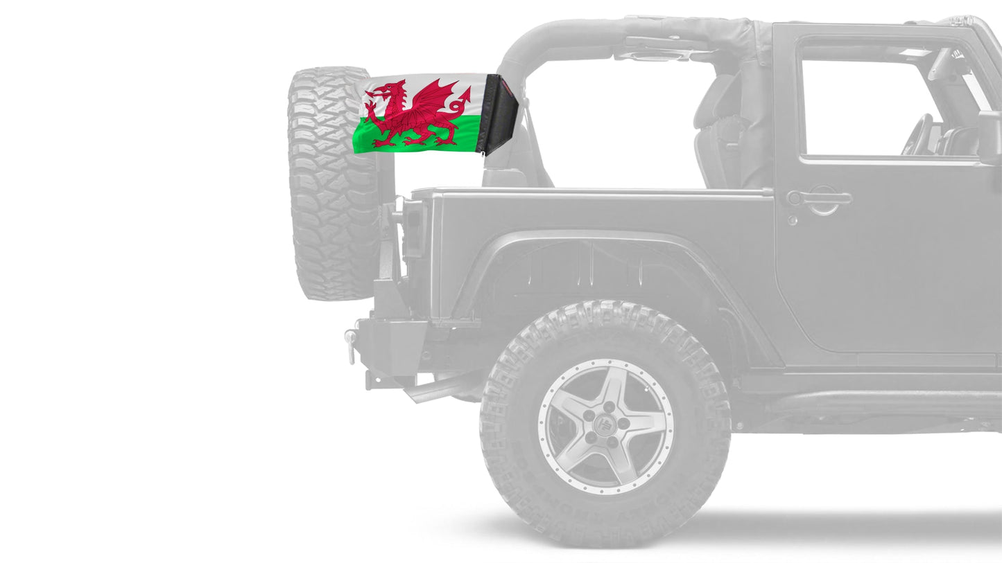 Wales 12"x18" Forever Wave Flag for Jeep Wrangler JK 2-Door 2007-2018