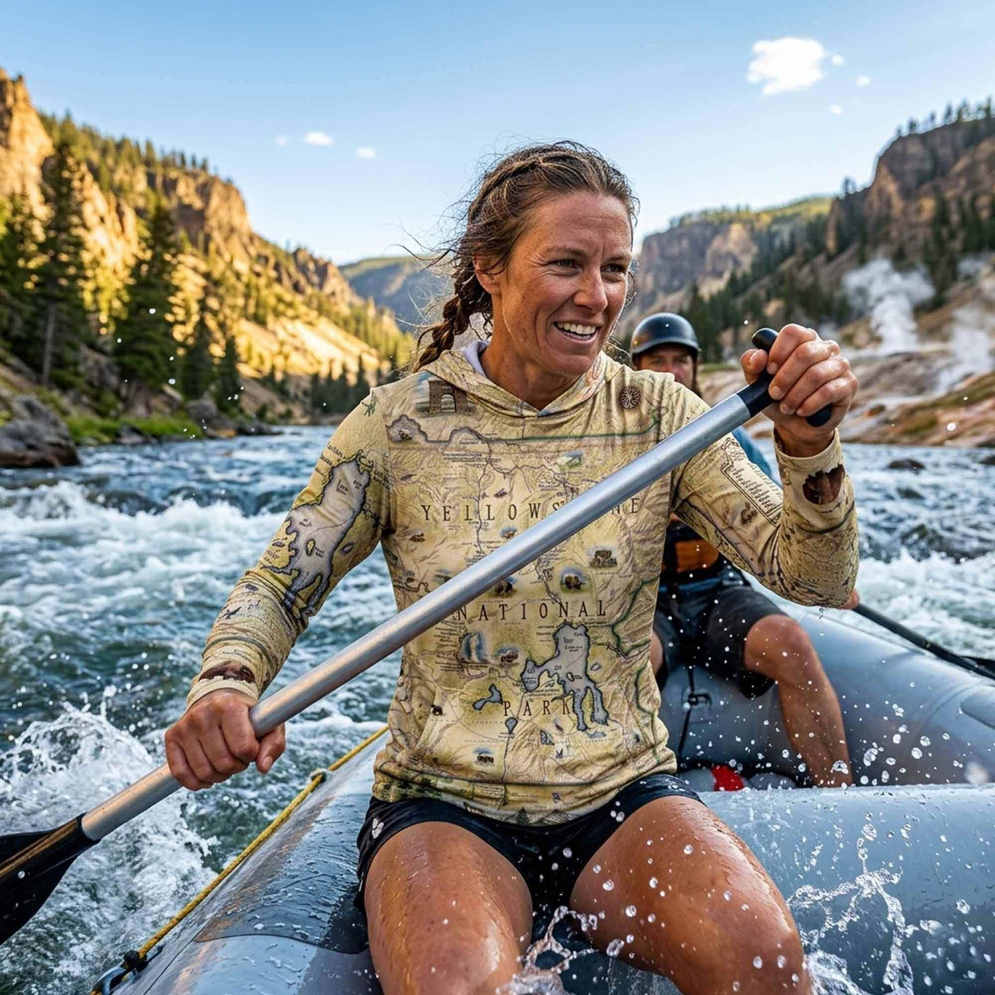 Yellowstone National Park Map UltraLight Sunshirt Hoodie – UPF 50+