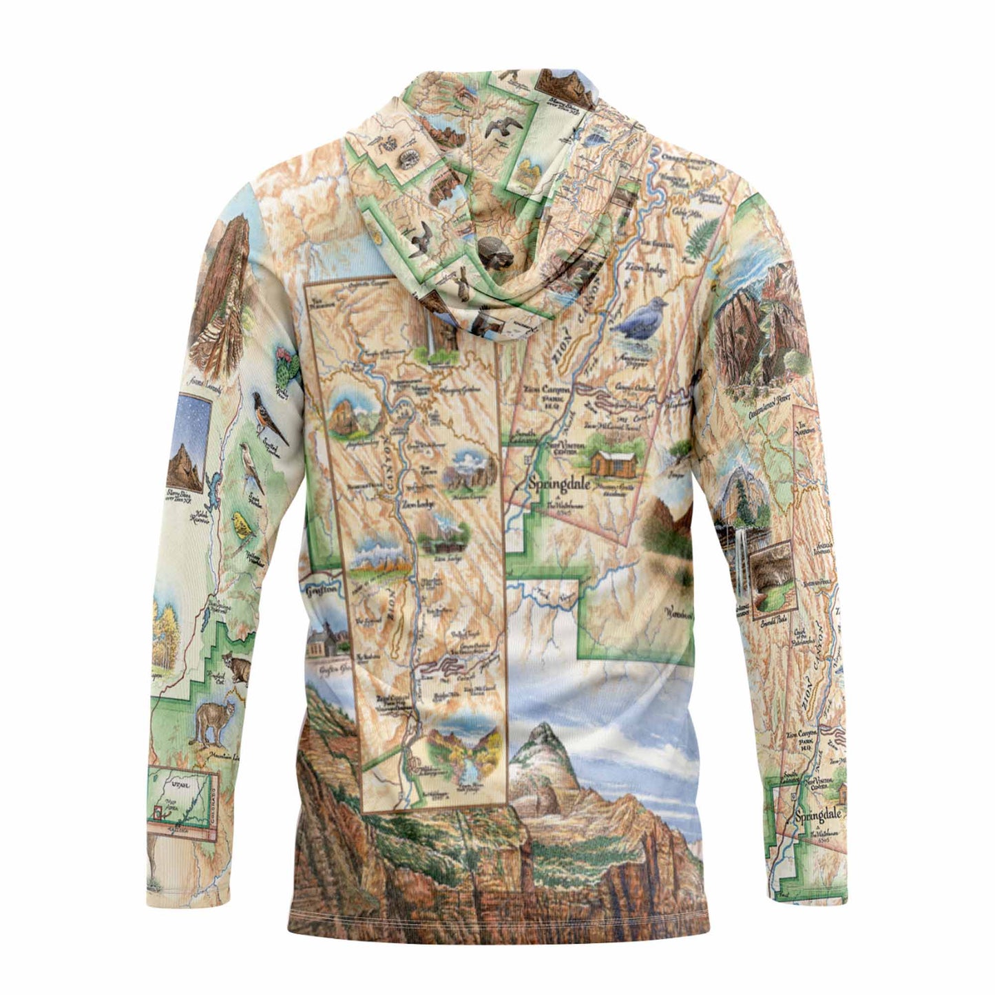 Zion National Park Map UltraLight Sunshirt Hoodie – UPF 50+