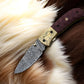 Handmade Damascus Pocket Knife with Micarta Handle