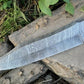 Handmade Damascus Bowie Knife with Bone Handle – 15”