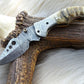 Handmade Damascus Pocket Knife with Sheep Horn Handle