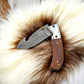 Handmade Damascus Steel Folding Knife with Rosewood Handle