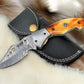 Handmade Damascus Folding Knife – Bone Handle, 3" Blade
