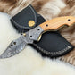 Handmade Damascus Folding Knife | Olivewood Handle