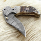 Custom Handmade Damascus Pocket Knife – Sheep Horn Handle