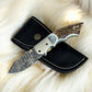 Custom Handmade Damascus Pocket Knife – Stag Horn Handle