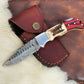 Handmade Damascus Pocket Knife – Stag & Pakka Wood