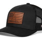 Dont Tread on Me American Flag Trucker Hat  |  Black Gadsden Leather Snapback