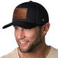 Dont Tread on Me American Flag Trucker Hat  |  Black Gadsden Leather Snapback