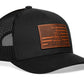 Dont Tread on Me American Flag Trucker Hat  |  Black Gadsden Leather Snapback