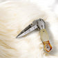 Handmade Damascus Folding Knife – Bone Handle, 3" Blade