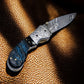 Handmade Damascus Pocket Knife – Sheep Horn Handle
