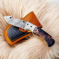 Custom Handmade Damascus Pocket Knife – Colored Bone Handle