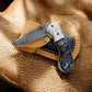 Handmade Damascus Pocket Knife – Sheep Horn Handle
