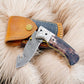 Custom Handmade Damascus Pocket Knife – Colored Bone Handle