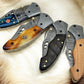 Handmade Damascus Folding Knife | Olivewood Handle