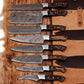 Handmade Damascus Kitchen Knives Set – Exotic Wood Handles