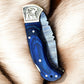 Handmade Damascus Folding Knife – Exotic Wood & Brass