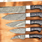 Handmade Damascus Kitchen Knives Set – Exotic Wood Handles