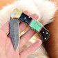 Custom Handmade Damascus Steel Pocket Knife with Brass Bolster