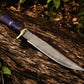 Handmade Damascus Steel Bowie Knife with Exotic Wood Handle - 15 Inches