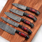 Handmade Damascus Kitchen Knives Set – Exotic Wood & G10