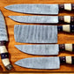 Handmade Damascus Kitchen Knives Set – Bone & Rosewood