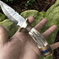 Handmade Damascus Hunting Knife with Antler Bone Handle