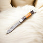 Handmade Damascus Pocket Knife – Exotic Wood & Bone