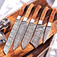 Handmade Damascus Kitchen Knives Set – Olivewood Handles
