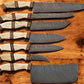 Handmade Damascus Kitchen Knives Set – Bone & Rosewood