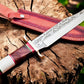 Handmade Damascus Bowie Knife – Bone & Rosewood Handle