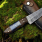 Handmade Damascus Steel Skinning Knife with Leather Sheath