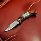 Custom Handmade Damascus Pocket Knife – Epoxy Resin Handle