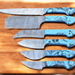 Handmade Damascus Kitchen Knives Set – Epoxy Resin Handles