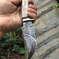Custom Handmade Damascus Hunting Knife – 7.5” with Bone Handle