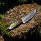 Handmade Damascus Steel Skinning Knife with Leather Sheath